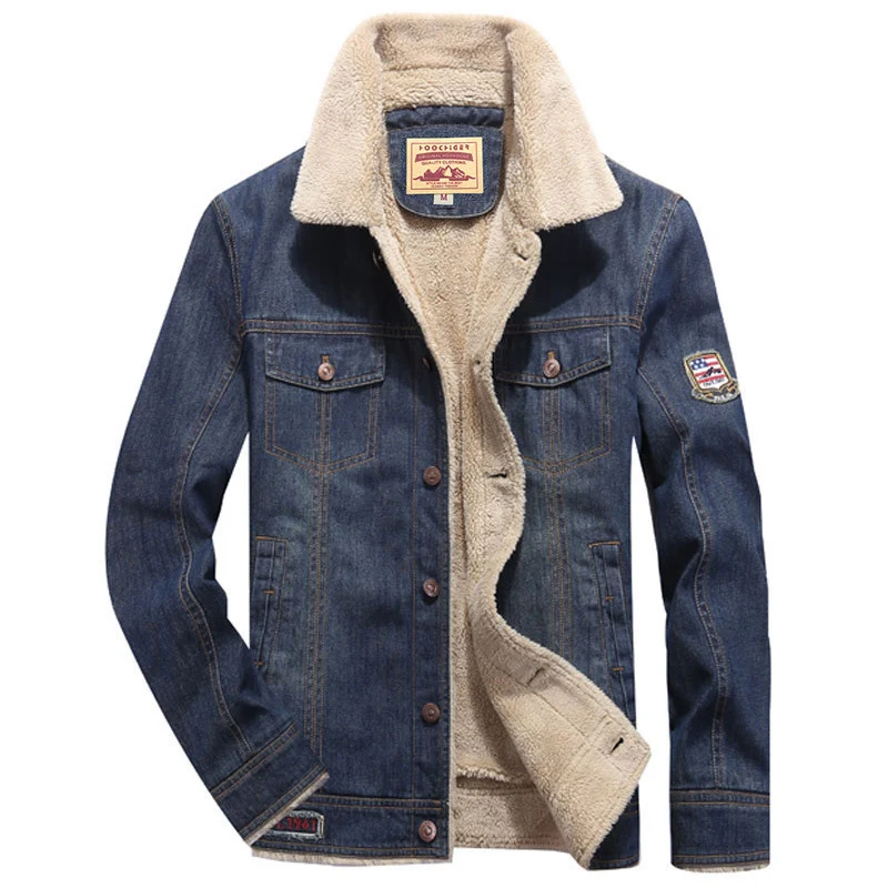 Herren Denimjacke mit wärmender Sherpa-Innenfütterung und Retro-Worker-Details Nord Taschen