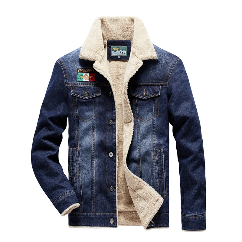 Herren Denim-Truckerjacke mit wärmender Sherpa‑Fütterung und Vintage‑Used-Details Nord Taschen