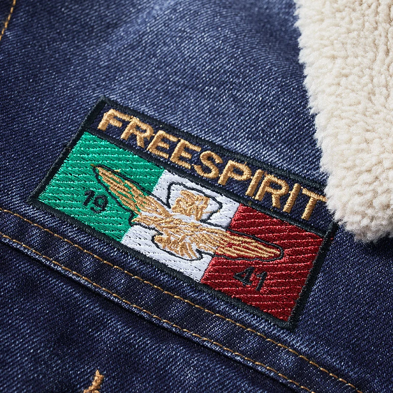 Herren Denim-Truckerjacke mit wärmender Sherpa‑Fütterung und Vintage‑Used-Details Nord Taschen