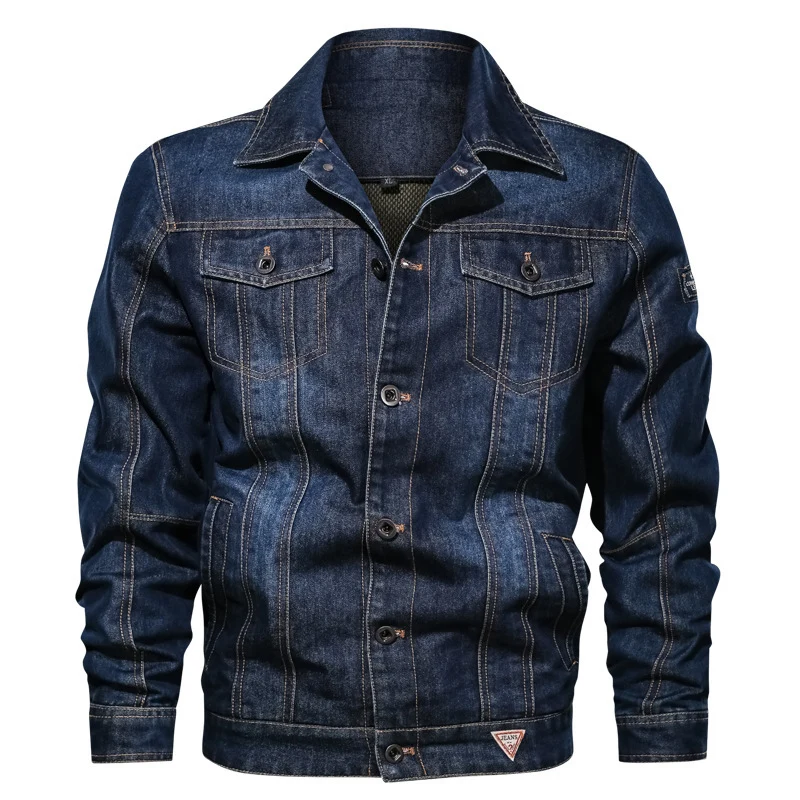Herren Denim-Jeansjacke im Truckerstil mit gesteppter Innenlage und markanten Ziernähten Nord Taschen