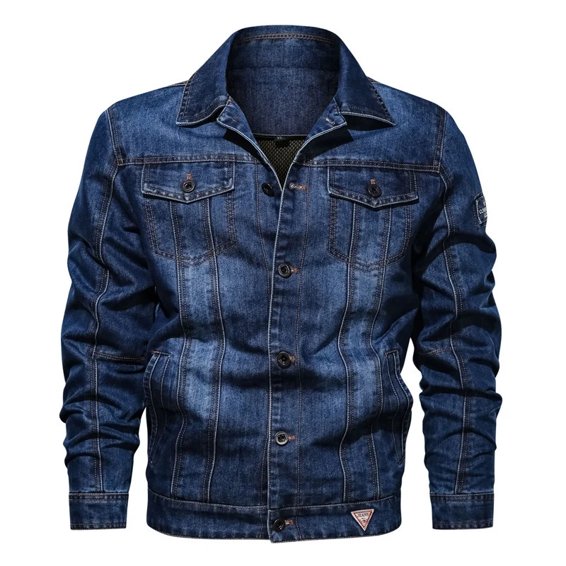 Herren Denim-Jeansjacke im Truckerstil mit gesteppter Innenlage und markanten Ziernähten Nord Taschen