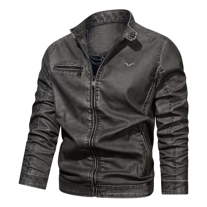 Herren Denim-Bomberjacke im Vintage-Look mit Reißverschluss und Ärmesteppungen Nord Taschen