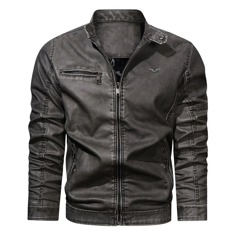 Herren Denim-Bomberjacke im Vintage-Look mit Reißverschluss und Ärmesteppungen Nord Taschen