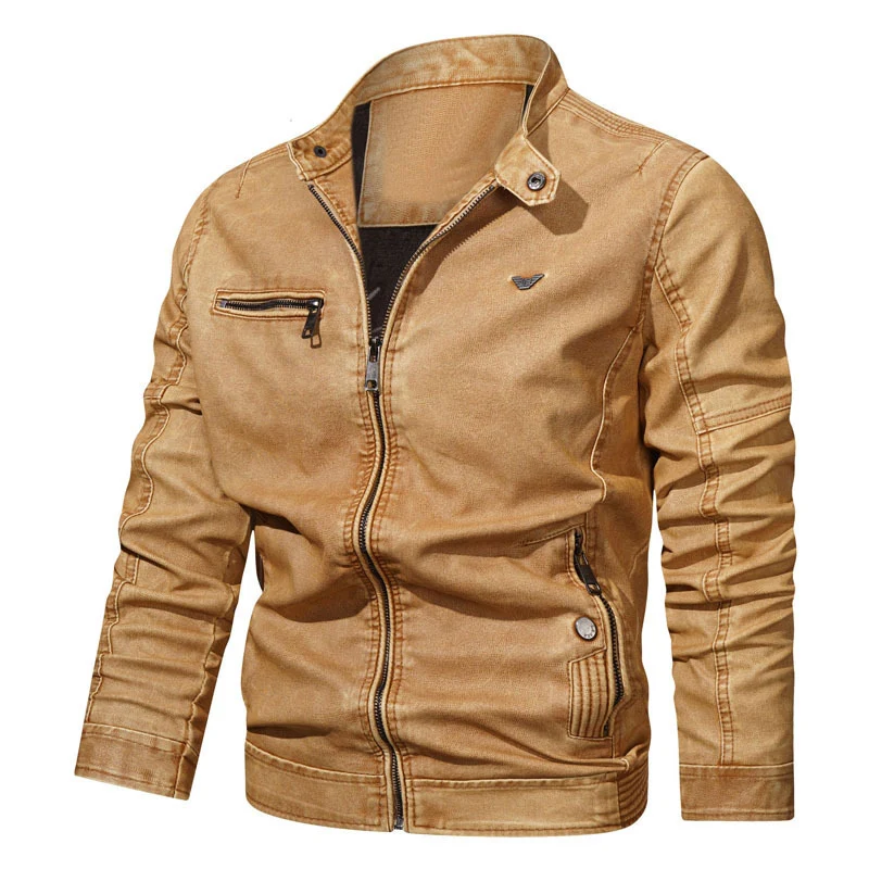 Herren Denim-Bomberjacke im Vintage-Look mit Reißverschluss und Ärmesteppungen Nord Taschen