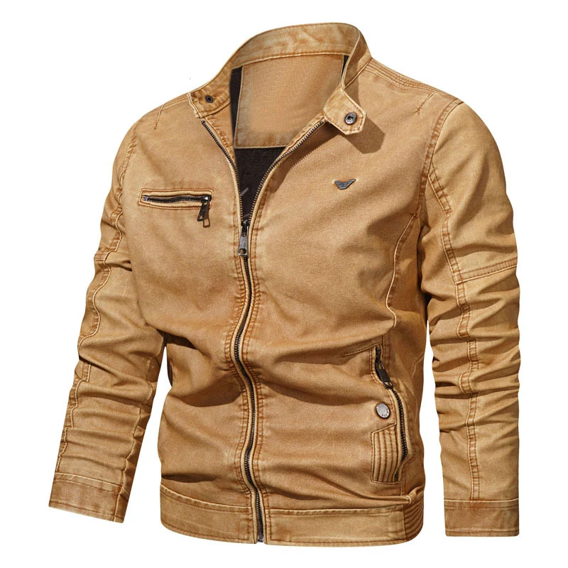 Herren Denim-Blouson im Pilotenstil mit tailliertem Schnitt, Reißverschlusstaschen und Steppdetails Nord Taschen