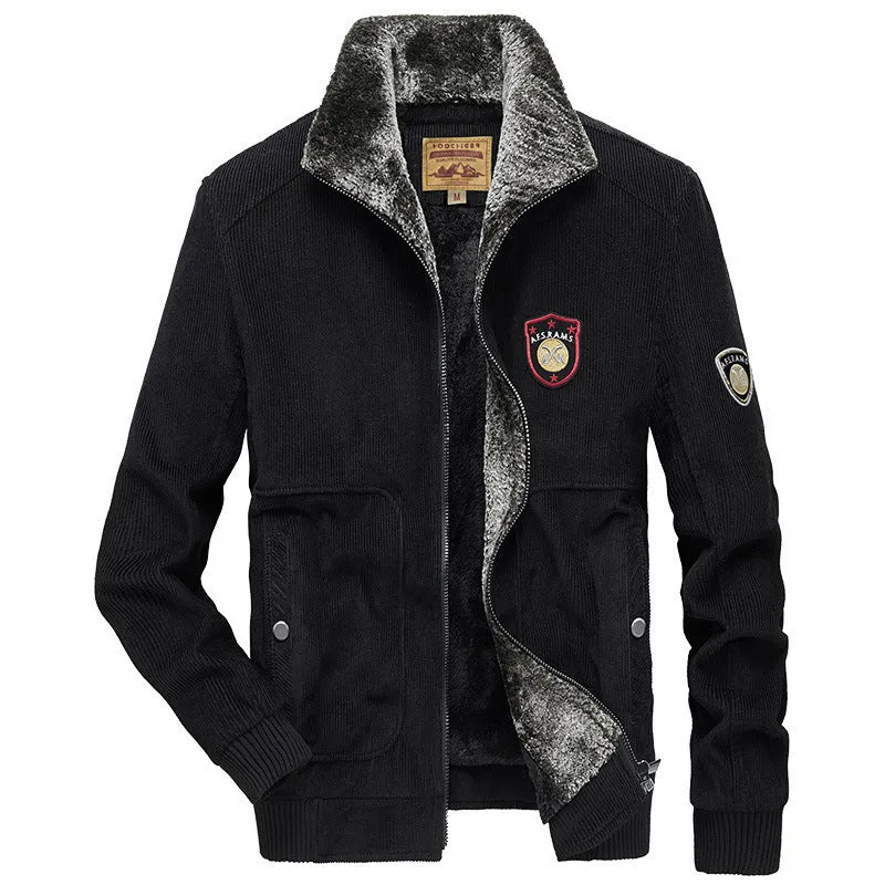 Herren Cordjacke mit wärmender Teddy-Innenfütterung und Badge-Details Nord Taschen