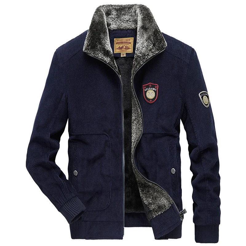 Herren Cordjacke mit wärmender Teddy-Innenfütterung und Badge-Details Nord Taschen