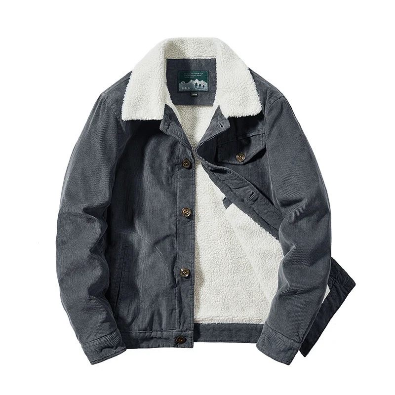 Herren Cordjacke mit wärmender Sherpa‑Innenseite und Teddykragen im Worker‑Blouson‑Stil Nord Taschen
