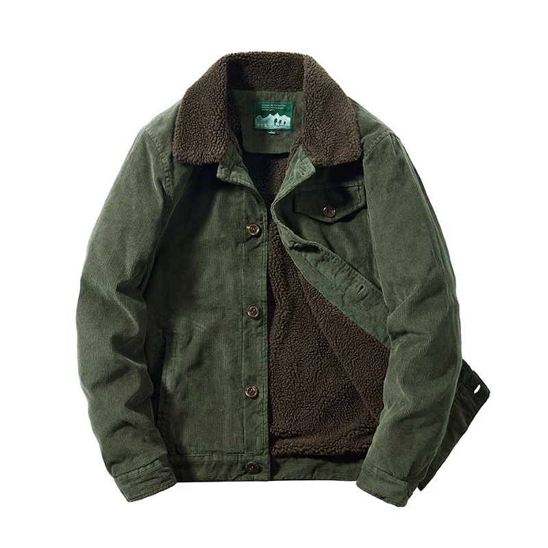 Herren Cordjacke mit wärmender Sherpa‑Innenseite und Teddykragen im Worker‑Blouson‑Stil Nord Taschen