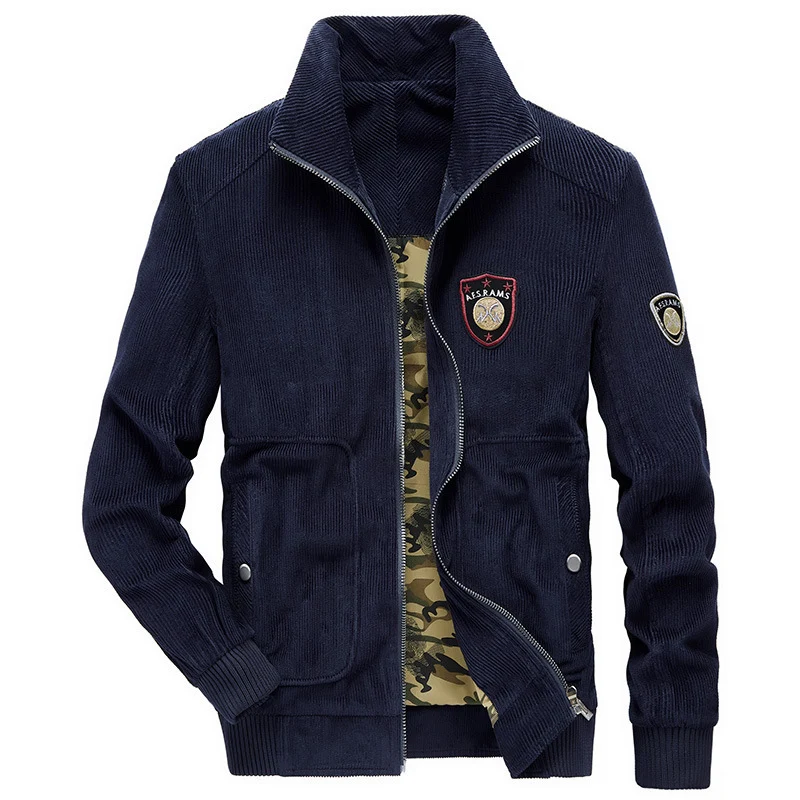 Herren Cordjacke mit Stehkragen, durchgehendem Reißverschluss und Badge-Details Nord Taschen