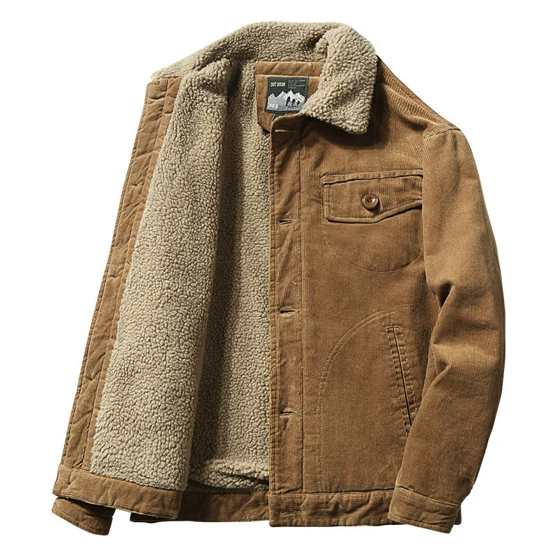 Herren Cordjacke mit Sherpa-Innenfutter und Hemdkragen Nord Taschen