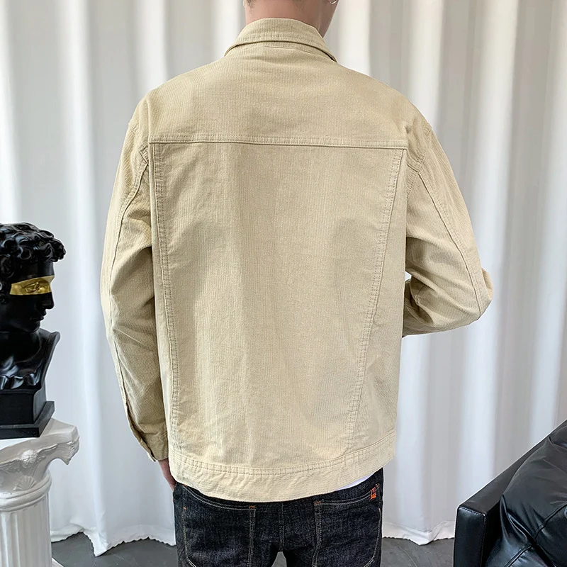 Herren Cordjacke im Worker‑Blouson‑Stil mit Metallknopf‑Verschluss und aufgesetzten Taschen Nord Taschen