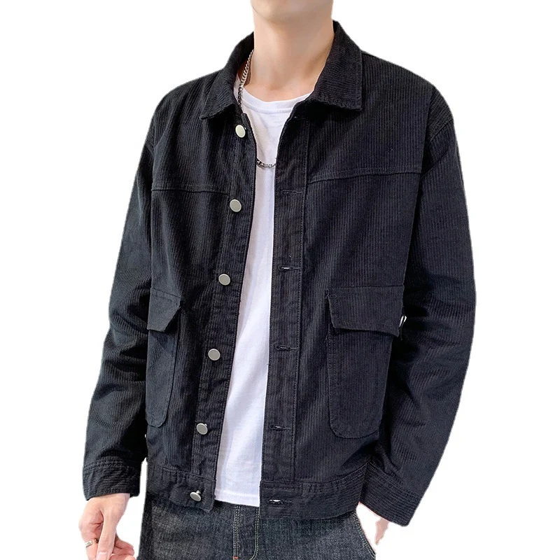 Herren Cordjacke im Worker‑Blouson‑Stil mit Metallknopf‑Verschluss und aufgesetzten Taschen Nord Taschen