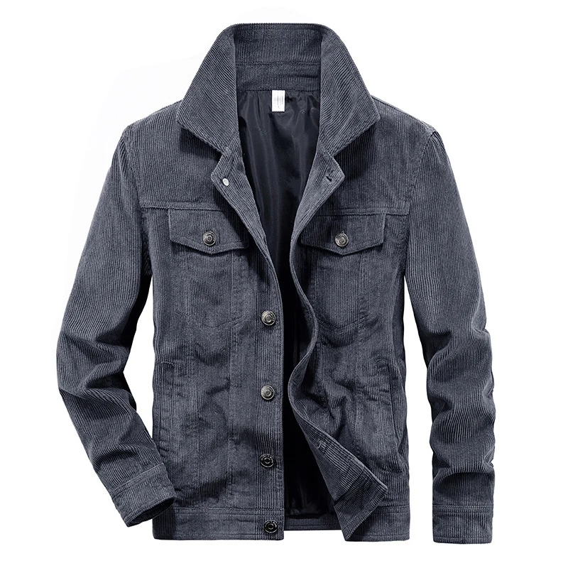 Herren Cordjacke im Truckerstil mit Feincordstruktur und Druckknopfverschluss Nord Taschen