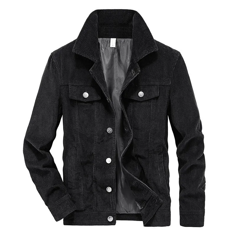 Herren Cordjacke im Truckerstil mit Feincordstruktur und Druckknopfverschluss Nord Taschen