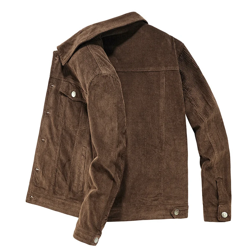 Herren Cordjacke im Truckerstil mit Feincordstruktur und Druckknopfverschluss Nord Taschen