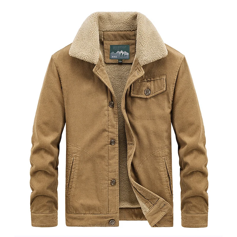 Herren Cord-Workerjacke mit voluminösem Sherpa‑Futter und Brustpattentasche Nord Taschen