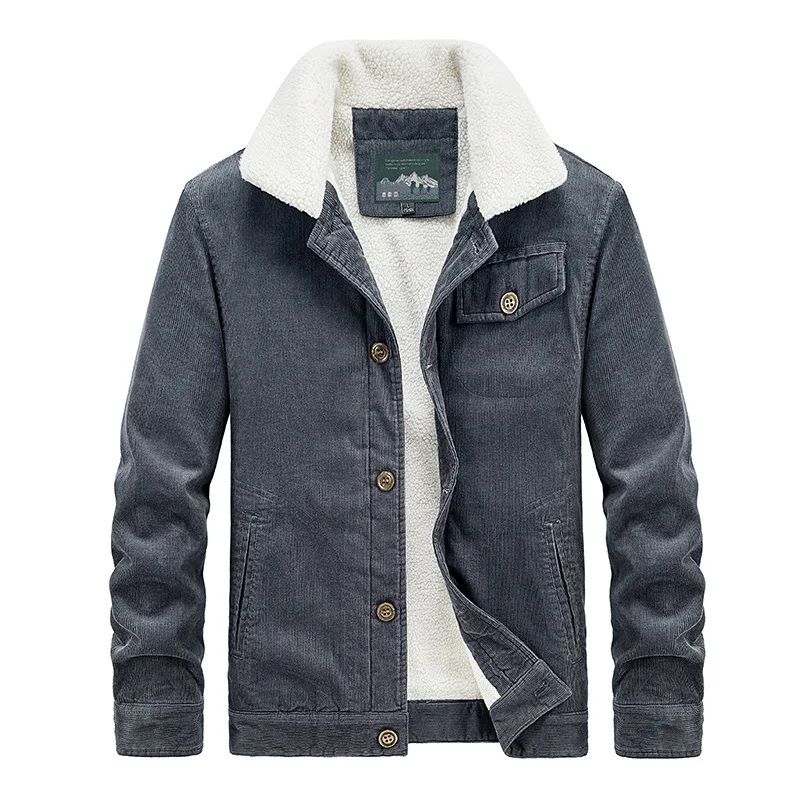 Herren Cord-Workerjacke mit voluminösem Sherpa‑Futter und Brustpattentasche Nord Taschen
