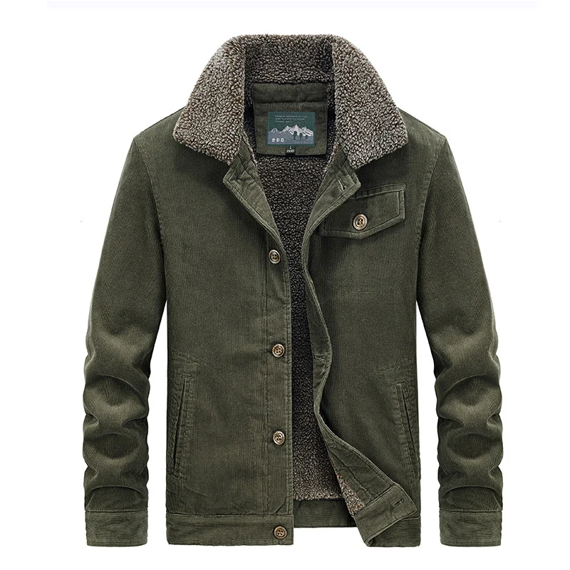 Herren Cord-Workerjacke mit voluminösem Sherpa‑Futter und Brustpattentasche Nord Taschen