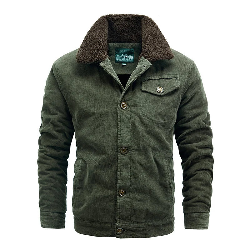 Herren Cord-Workerjacke mit Teddyfutter, Sherpa-Kragen und aufgesetzter Brusttasche Nord Taschen