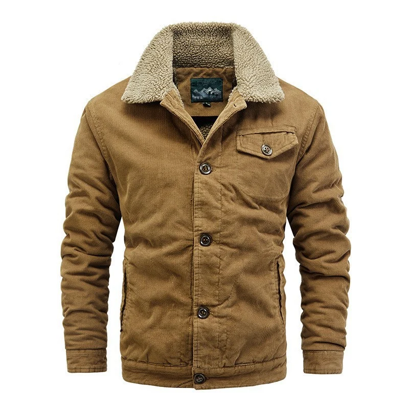 Herren Cord-Workerjacke mit Teddyfutter, Sherpa-Kragen und aufgesetzter Brusttasche Nord Taschen