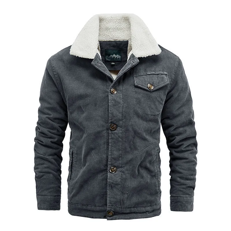 Herren Cord-Workerjacke mit Teddyfutter, Sherpa-Kragen und aufgesetzter Brusttasche Nord Taschen
