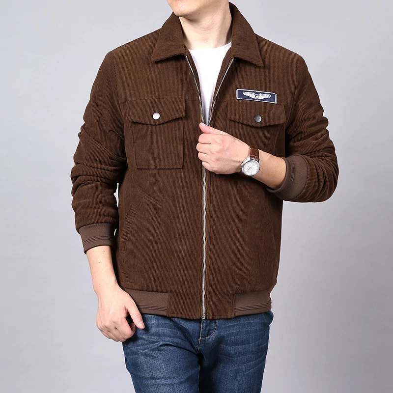 Herren Cord‑Workerjacke im Hemdjacken‑Look mit Brustpattentaschen und Reißverschluss Nord Taschen