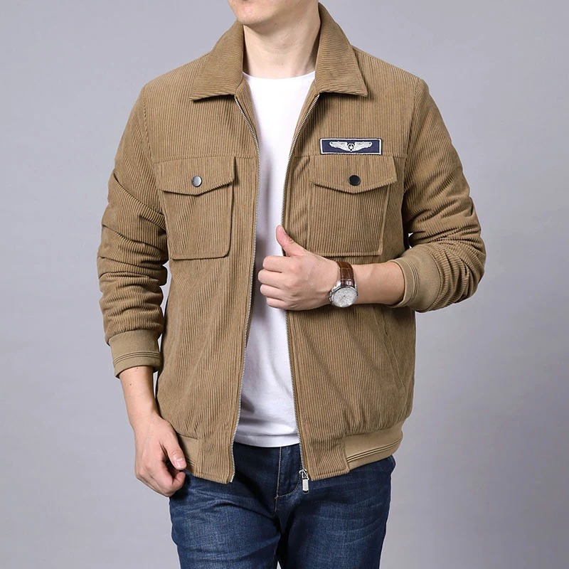 Herren Cord‑Workerjacke im Hemdjacken‑Look mit Brustpattentaschen und Reißverschluss Nord Taschen