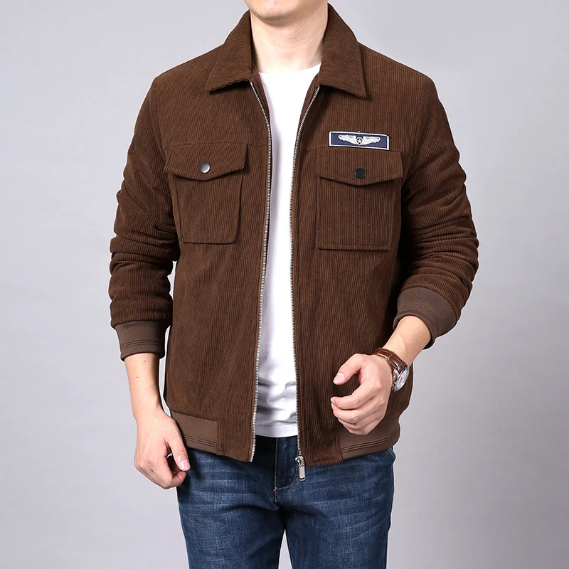 Herren Cord‑Workerjacke im Hemdjacken‑Look mit Brustpattentaschen und Reißverschluss Nord Taschen