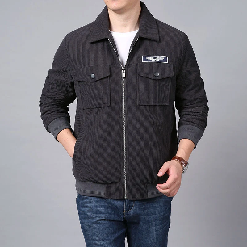 Herren Cord‑Workerjacke im Hemdjacken‑Look mit Brustpattentaschen und Reißverschluss Nord Taschen