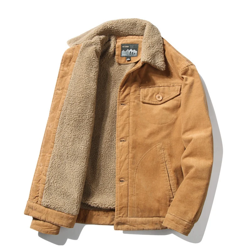 Herren Cord-Truckerjacke mit wärmender Teddy-Innenfütterung und Hemdkragen Nord Taschen