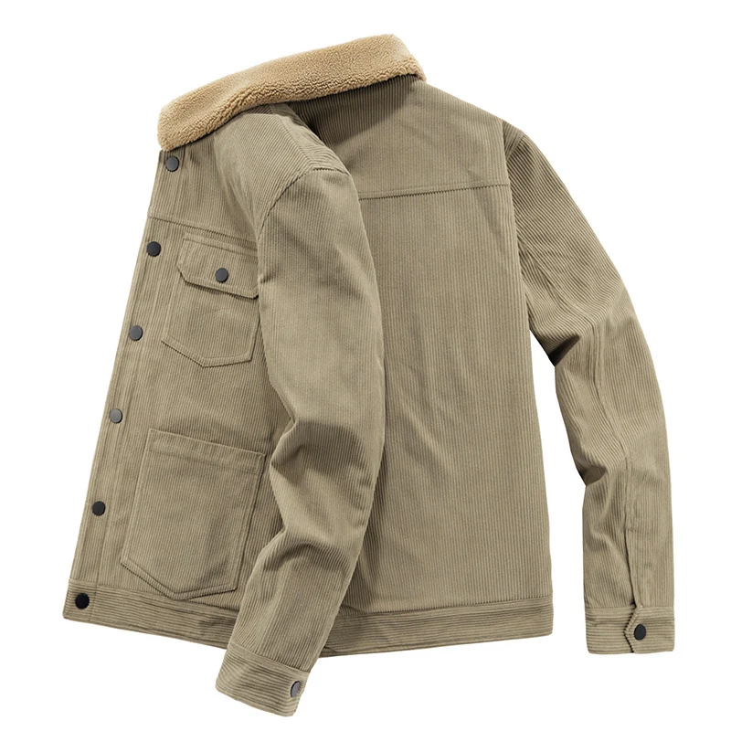 Herren Cord-Truckerjacke mit wärmender Sherpa-Isolierung und aufgesetzten Pattentaschen Nord Taschen