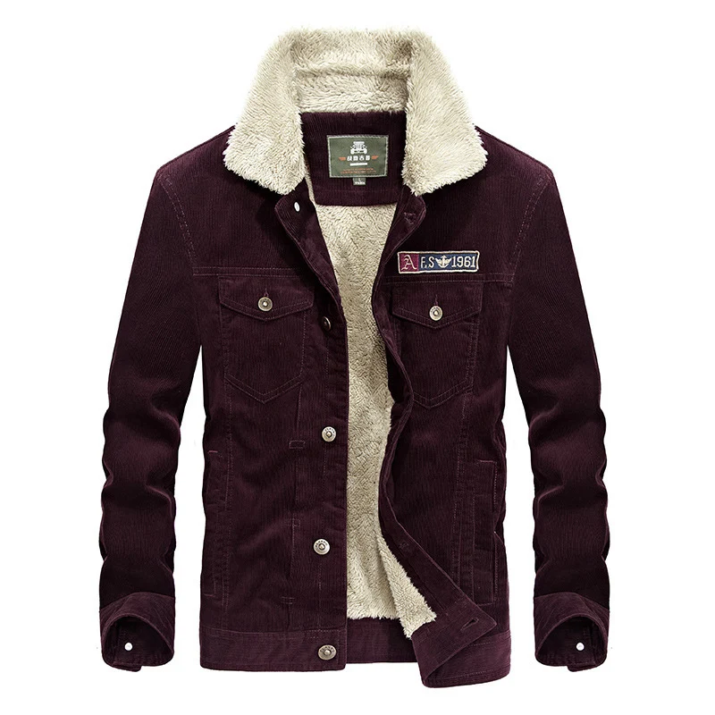 Herren Cord‑Truckerjacke mit Teddyfutter und aufgesetzten Brusttaschen Nord Taschen