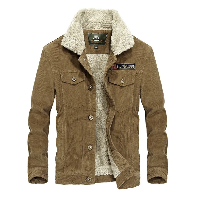 Herren Cord‑Truckerjacke mit Teddyfutter und aufgesetzten Brusttaschen Nord Taschen