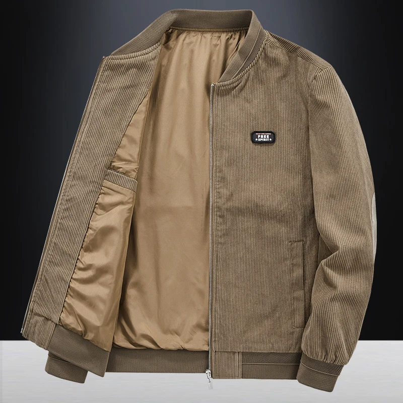 Herren Cord-Flightblouson mit Satin-Innenfutter, Rippbündchen und verdeckten Innentaschen Nord Taschen