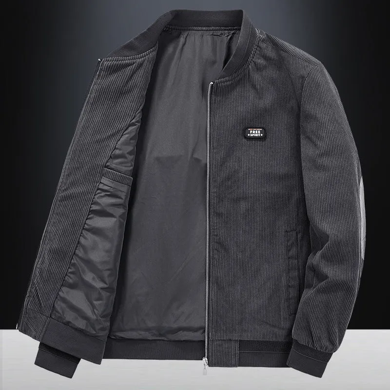 Herren Cord-Flightblouson mit Satin-Innenfutter, Rippbündchen und verdeckten Innentaschen Nord Taschen