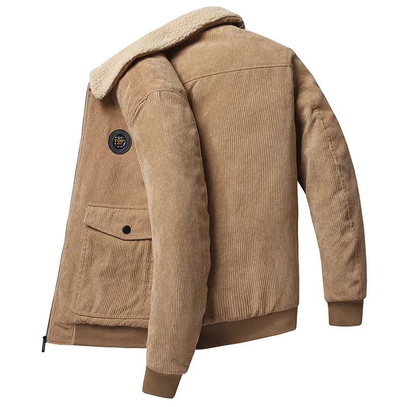 Herren Cord-Fieldblouson im Aviator-Style mit Sherpa-Kragen und Utility-Pattentaschen Nord Taschen