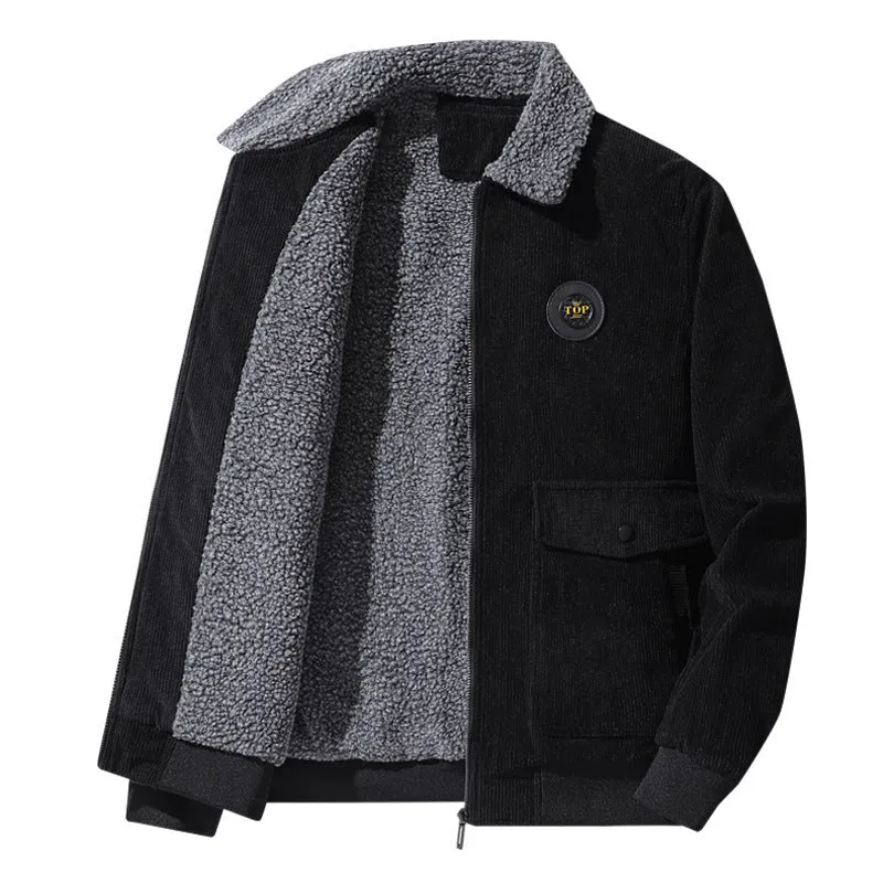 Herren Cord-Fieldblouson im Aviator-Style mit Sherpa-Kragen und Utility-Pattentaschen Nord Taschen