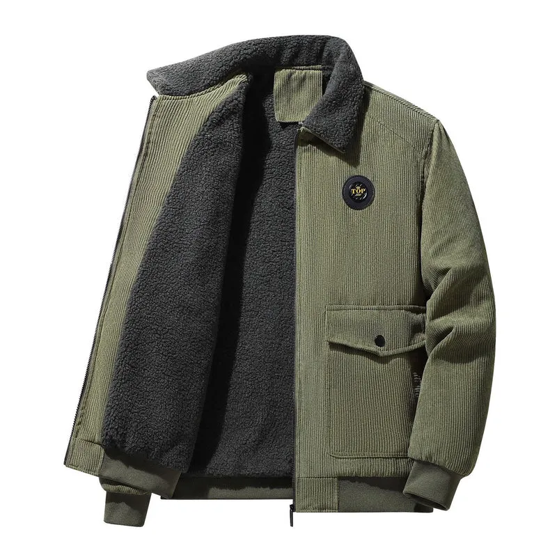 Herren Cord-Fieldblouson im Aviator-Style mit Sherpa-Kragen und Utility-Pattentaschen Nord Taschen