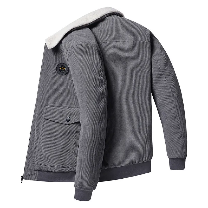 Herren Cord-Fieldblouson im Aviator-Style mit Sherpa-Kragen und Utility-Pattentaschen Nord Taschen