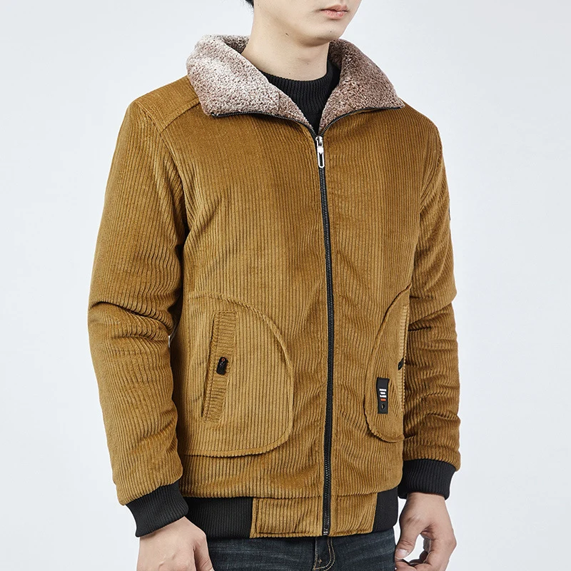 Herren Cord-Bomberblouson mit Sherpa-Kragen, Thermo-Futter und Utility-Taschen Nord Taschen