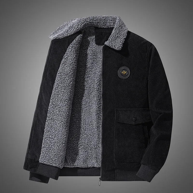 Herren Cord-Blouson mit Teddyfutter, Hemdkragen und Pattentaschen Nord Taschen