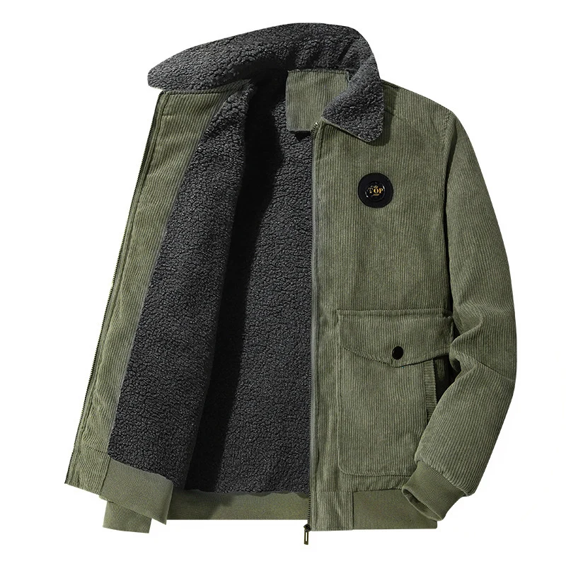 Herren Cord-Blouson mit Teddyfutter, Hemdkragen und Pattentaschen Nord Taschen