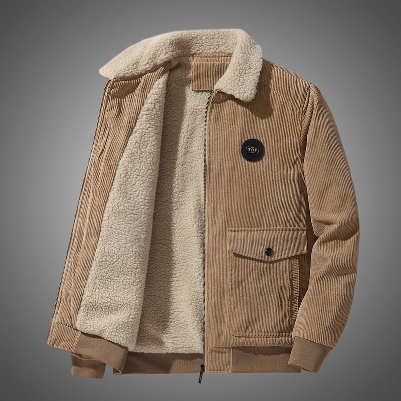 Herren Cord-Blouson mit Teddyfutter, Hemdkragen und Pattentaschen Nord Taschen
