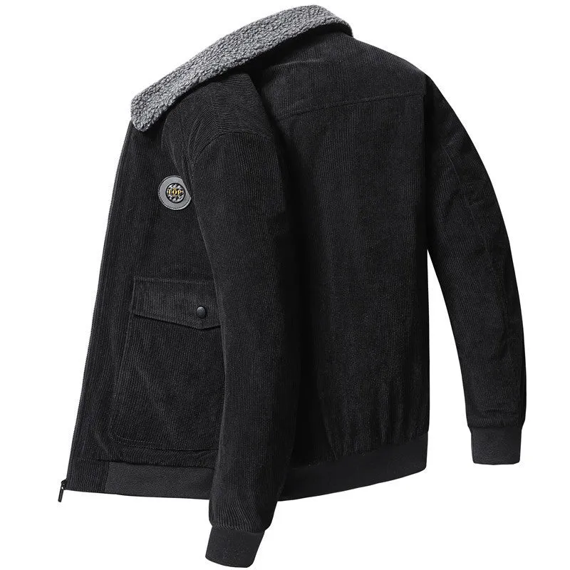 Herren Cord-Blouson mit Sherpa-Kragen, wattierter Innenlage und Reißverschluss Nord Taschen