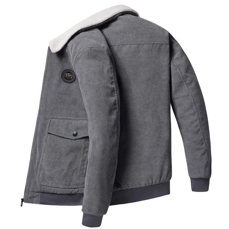 Herren Cord-Blouson mit Sherpa-Kragen, wattierter Innenlage und Reißverschluss Nord Taschen