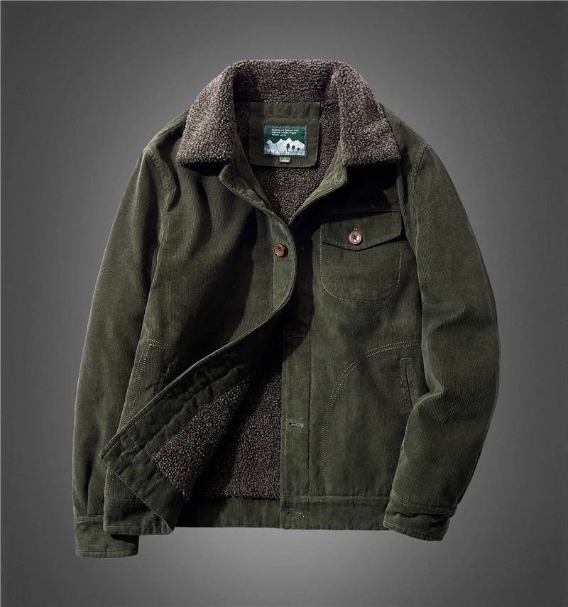 Herren Cord-Blouson mit durchgehendem Sherpa-Futter und Brustpattentasche Nord Taschen