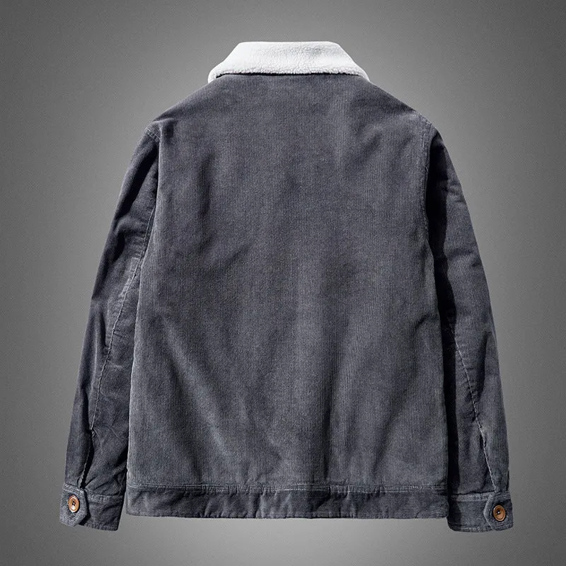 Herren Cord-Blouson mit durchgehendem Sherpa-Futter und Brustpattentasche Nord Taschen