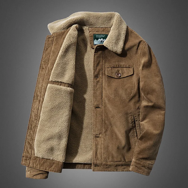 Herren Cord-Blouson mit durchgehendem Sherpa-Futter und Brustpattentasche Nord Taschen