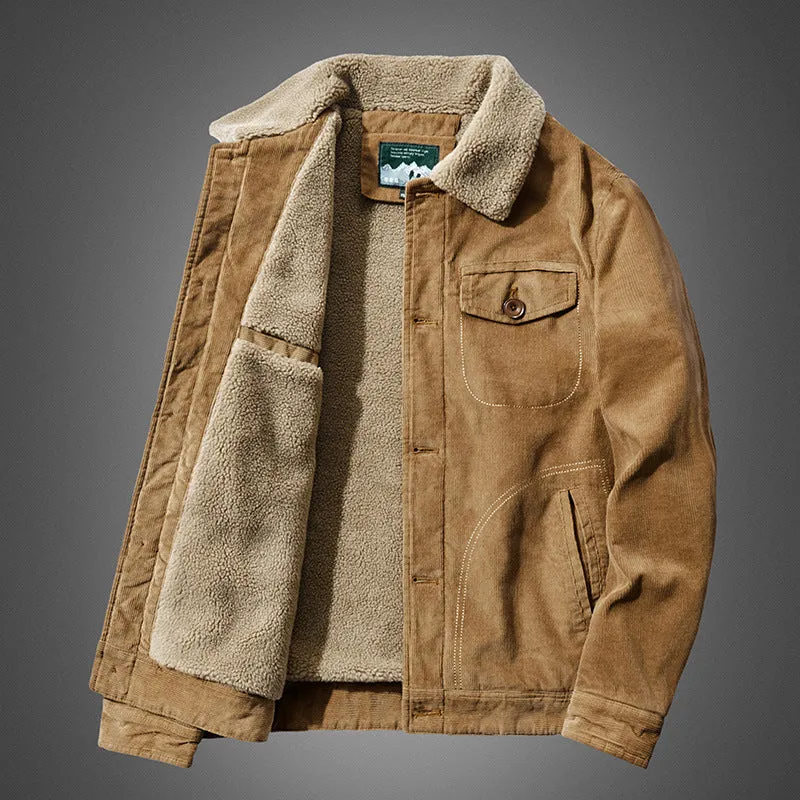 Herren Cord-Blouson mit durchgehendem Sherpa-Futter und Brustpattentasche Nord Taschen